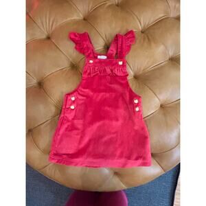 Tahari soft velour velvet overall dress with gold buttons size 3T